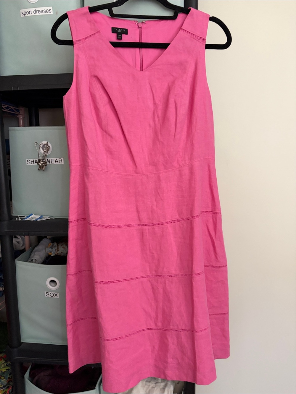 Talbots Sleeveless Hot Pink Midi A-Line Dress